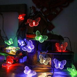 Butterfly Fairy String Lights,9.8 ft 20 LEDs Waterproof Copper Wire Fairy Butterflies Twinkle String Decorative Lights for Bedroom Summer Garden Yard Landscape Wedding Party (Butterfly - Colorful)