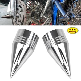 Unbranded Chrome Spike Front Axle Nut Covers Caps For Harley Road King Dyna Street Glide