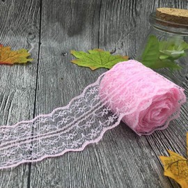 Yulakes 20 Metres Vintage Lace Border 4.5 cm Width, Lace Border Lace Ribbon, Decorative Tape, Craft, Sanding Belt (Pink)