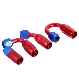 Qiilu AN6 Racing Oil/Fuel Line Hose End Swivel Male Fitting Adapter Blue Red Colour (AN6-0°)