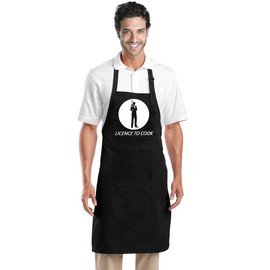 Star and Stripes LICENCE TO COOK cooking funny apron, cooking chef apron NOVELTY APRONS 65% Polyester, 35% Cottons Black free size long apron