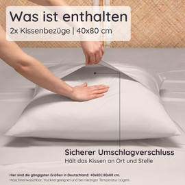 Bambaw Bamboo Pillowcase 40 x 80 cm, Pack of 2 Cooling Summer Bed Linen, Sustainable Bamboo Bed Linen, Antibacterial Cushion Cover Allergy Sufferers, Hair-Friendly Pillowcase Cooling (Sand)
