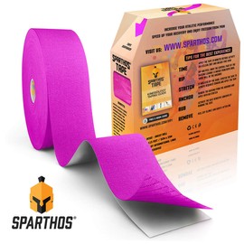 Sparthos Kinesiology Tape - Bulk Large Jumbo - Free Kinesio Taping Guide! - Support for Pro Athletic Sports and Recovery - Kinetic Extreme Medical Med Strips - Uncut 115 ft Roll (Wild Pink)