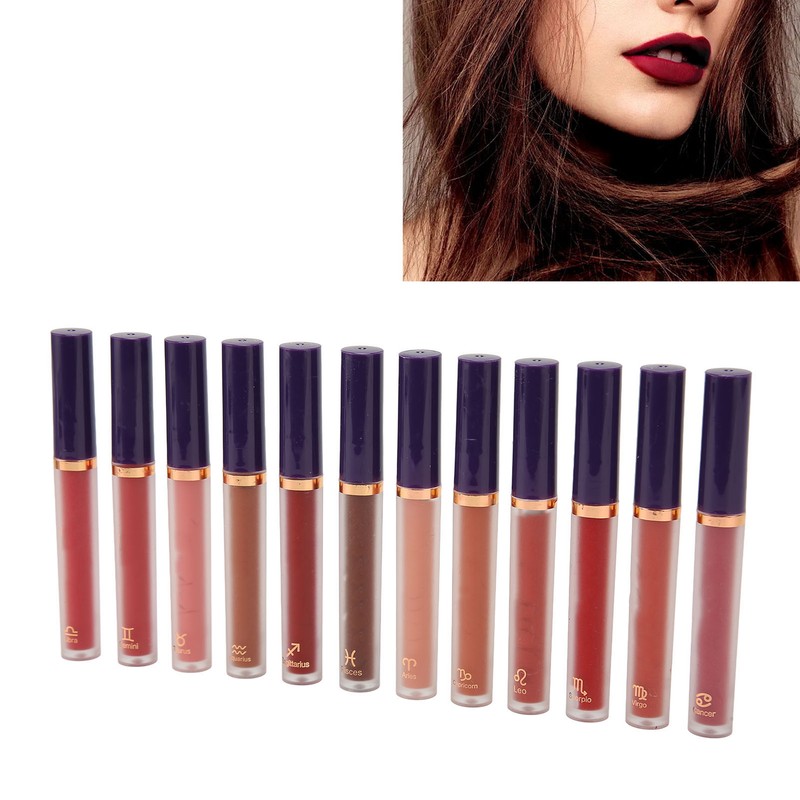 12Pcs Matte Lip Gloss Moisturizing Anti Melt Long Lasting Cream