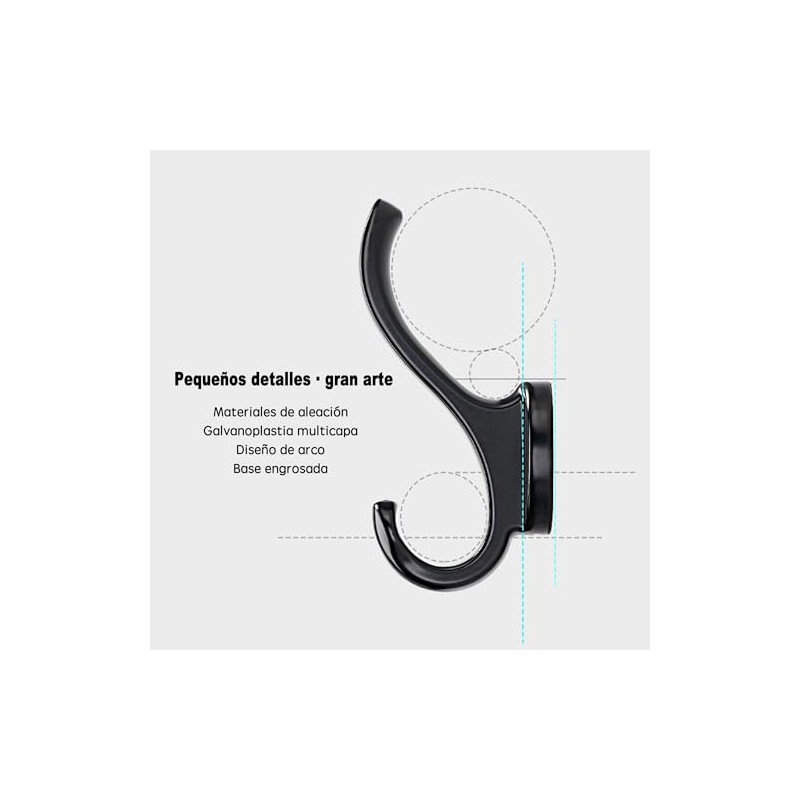 5 ganchos de pared de aleación de aluminio, soporte de
