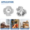 1/4"-20 T-Nuts, 304 Stainless Steel 4 Pronged Tee Nuts, Four-jaw