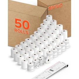 3 1/8'' x 230' Thermal Receipt Paper Rolls (50 Rolls), No-Fade Thicker Thermal Printer Paper for Years, Receipt Paper with Red Warning Line, for 80mm Cash Registers & Credit Card Machines, Clear Print