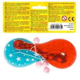 Idena 40435 Party Fun Paddle, Pack of 4, with Plastic Bats in Red and Blue and One Pink Ball, Size Approx. 12.5 x 5.5 cm