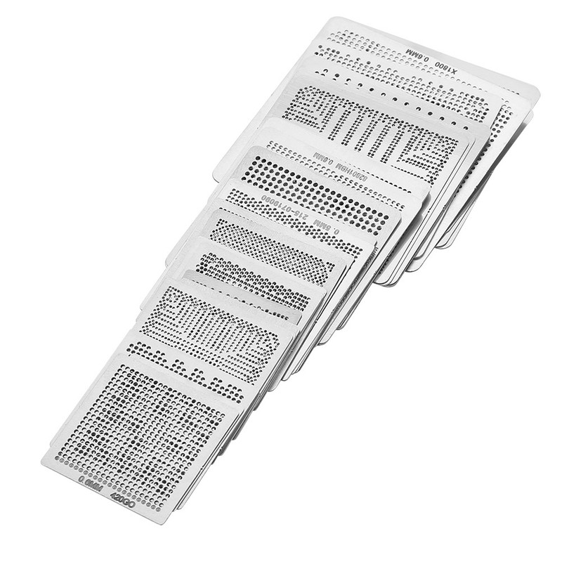 33pcs BGA Universal Reballing Rework Net Stencils Steel Template Mesh