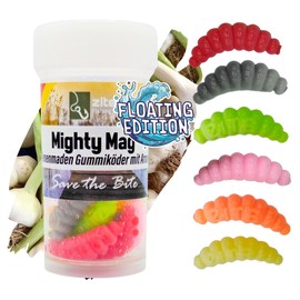 Zite Fishing Mighty Mag Floating Edition - Buoyant Rubber Bait Trout Fishing - Artificial Bee Made - UV-Active - Catchy Choice of Colours - Garlic & Cheese Aroma (Shock Mix Garlic)