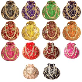 Flyingasedgle Handicrafts and jewellery Designer Women Potli Bags or Wristlets or rajasthani batwa for Wedding & Parties, Best for gifting (Pack of 1 Potali)
