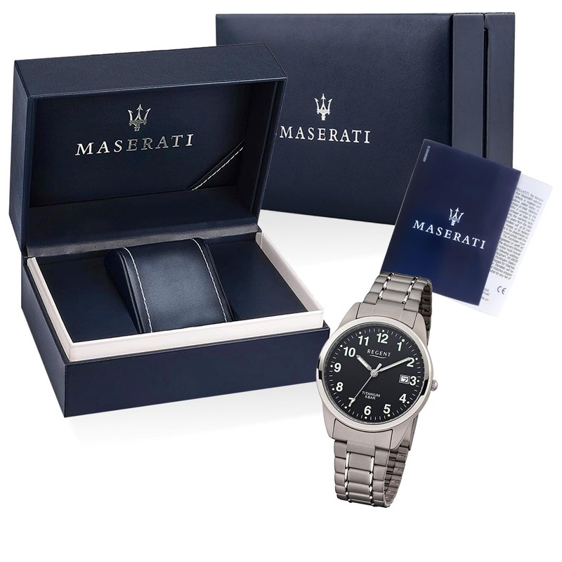 REGENT Men's Watch with Design Titanium Link Bracelet and Titanium