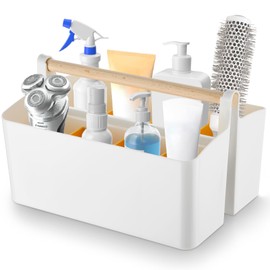 Osrioal Bathroom Organiser Storage, Bathroom Caddy with Handle, Toiletries Organiser for Toiletry Cosmetic Skincare Dresser (White)