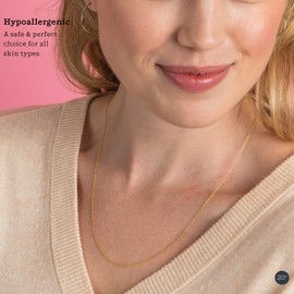 KEZEF Rose Gold Chain Necklace for Women, 1.3mm Silver Cable Chain, 24 Inch, with Spring-Ring Clasp, Italian Made