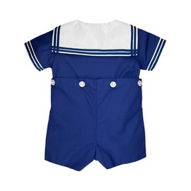 Petit Ami Baby Boys’ 2 Piece Nautical Bobby Suit with Collar, 18 Months, Blue
