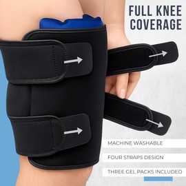 FLIRTARE Knee Brace with 3 Reusable Gel Ice Packs – Hot & Cold Compression Wrap for Pain, Swelling & Joint Support – Adjustable Cold Therapy Knee Wrap for Recovery & Comfort (Black)
