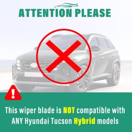 26" 16" 11" Windshield Wiper Blades Replacement for Hyundai Tucson 2022 2023 2024 2025 (Not Suitable for Hybrid) Premium All Weather Front Rear Wipers Set - OEM Quality (Pack of 3)