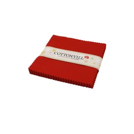 COTTONVILL 30COUNT Cotton Solid Quilting Fabric (5inch square, 18-Haute Red)