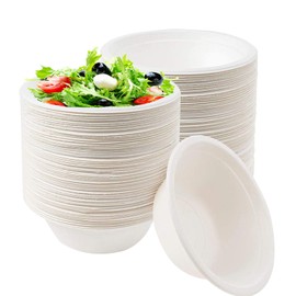 100Pcs Small White Paper Bowl Disposable Bowls for Parties,7.7oz/220ml Party Bowl Biodegradable Sugarcane Bowl Serving Bowl Dessert Soup Bowl Compostable Bowls Picnic Bowl Party for Hot Cold Food