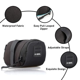Kinwodon Bike Saddle Bag, Waterproof Bike Seat Bag Bicycle Saddle Bags, Lightweight Cycling Under Seat Pouch Small Saddle Bag for Bicycles (Black)