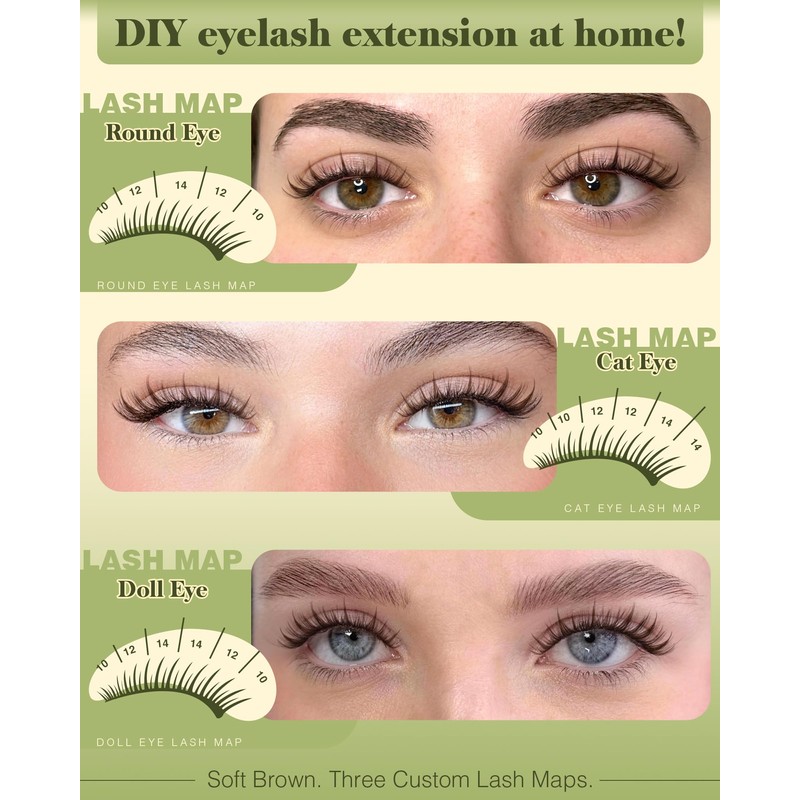 Brown Lash Clusters, Short Wispy Manga Lashes, 144pcs, 10-14mm