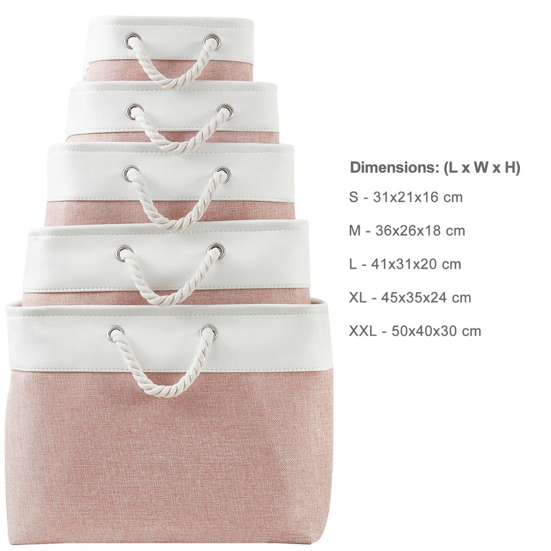 Mangata Soft Fabric Storage Boxes, Multi-Size, Rectangular Container Baskets for