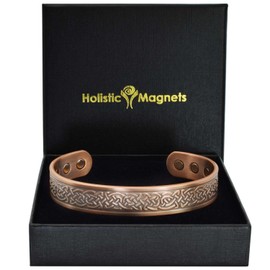 Copper Magnetic Bracelet Men Women Celtic Copper Bangle Cuff Neodymium Magnets Adjustable Wristband-SKC (M: Wrist 16.5-19.5cm/6.5-7.6")