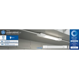 GE LED HD+ Undercabinet Light Fixture, Linkable Integrated Slim Profile Fixture for Kitchens, Daylight Color, Plug-in, 12in (1 Pack)