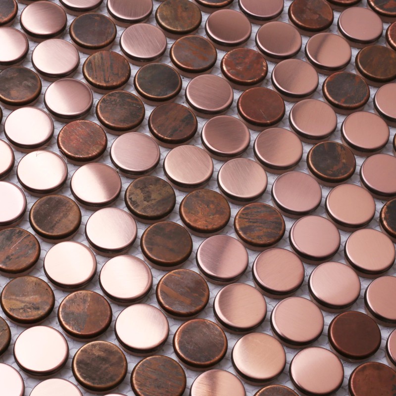 Blujellyfish Copper Penny Round Tile Wall Backsplash Accents Penny Round