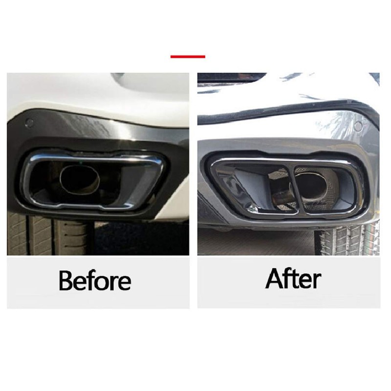 DIYUCAR Exhaust Trim Stainless Steel Glossy Black