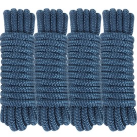 Dock Lines 15' x 3/8" Double Braided Marine Mooring Ropes 4 Pack, Boat Ropes for Docking with 12'' Eyelet Premium Dock Lines for Boats - Navy Blue