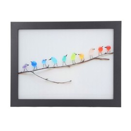 Photo Frame Black Decorative Rugged Multifunctional Sea Glass Birds Picture Frame for Living Room Bedroom