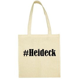 Social Network #Heideck Hashtag Shopping Bag School Bag Gym Bag 38 x 42 cm in Black White Pink Blue Grey Yellow Red Green Beige, beige