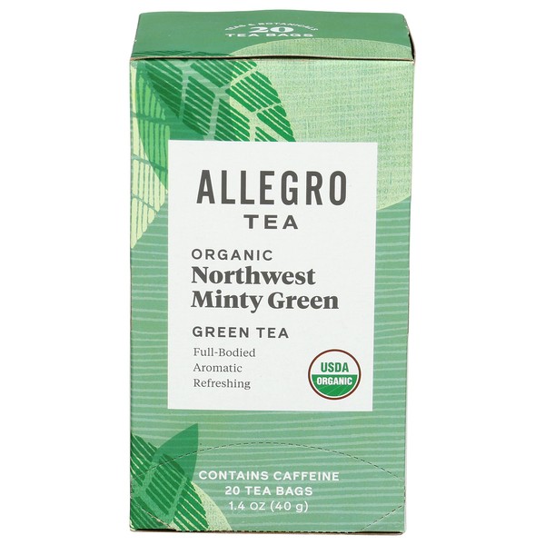 Allegro Tea, Organic Northwest Minty Green Tea Bags, 20 ct
