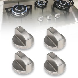 Tyrzol 4 Pcs Gas Stove Knobs 6MM Universal Cooker Replacement Knobs Oven Switch Control Knobs Adaptors Metal Cooker Knobs Replacement Gas Stove Various Ovens Precise Temperature Control
