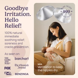 LOMOLY Ventilated Silver Nursing Cups: Pure 999 Silver Nipple Shield | Silver Nipple Covers Breastfeeding w/Breast Shields, Hands-Free Breast Pump