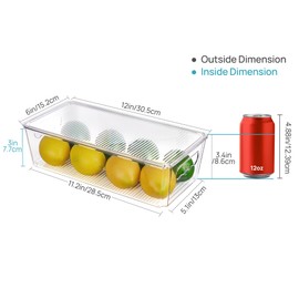 Vtopmart 4pcs Clear Organizers and Storage Bins with Lids, Stackable Plastic Storage Containers with Handles for Fridge, Freezer, Pantry, Cabinet, Kitchen Organization