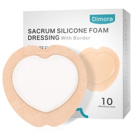 Dimora 10 Pack Wound Dressing Sacrum Foam Bandages Silicone Adhesive Border 7"x7" Waterproof Sacral Pads Absorbent Breathable Bed Sore Pressure Dressing