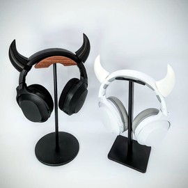 BeamTeam3D Demon Horns for Headphones - Small Devil Headphone Attachment in Various Colors with Self Fastener - Cosplay Devil Ears for Gamers and Streamers (Set of 2) (Black)