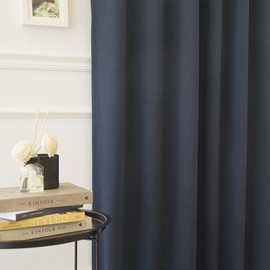 Best Home Fashion Premium Thermal Insulated Blackout Curtains - Back Tab/Rod Pocket - Navy - 52" W x 120" L - Tie Backs Included (Set of 2 Panels)