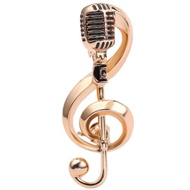 TEHAUX Microphone Musical Note Brooch Pin, Music Note Brooch Alloy Lapel Pin Instrument Safety Brooch Pin for Clothes Fashion Jewelry Music Notes for Women Music Note Decor