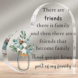 Friend Birthday Gifts the Longest Distance Good Friend Gifts Acrylic Heart True Friendship Sunflowers Plaque Gifts Friends Keepsake Gifts for Women Siste (Cotton Style, 3.9 x 3.9 x 0.4 Inch)