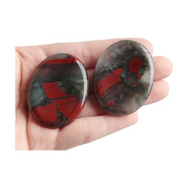 Acxico 2Pcs Natural Bloodstone Jasper Palm Stone Rock Crystal Healing Reiki Polished Worry
