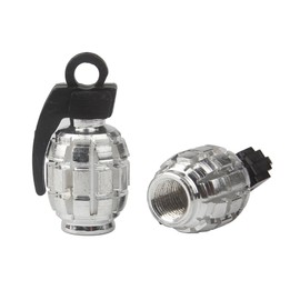 SENZEAL 5x Grenade Bomb Tyre Valve Caps Aluminum Alloy Car Motorbike Dust Stem Caps Silver