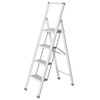 Aluminium Design Folding Stepladder 4-Step White Household Ladder
