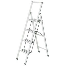 Aluminium Design Folding Stepladder 4-Step White Household Ladder