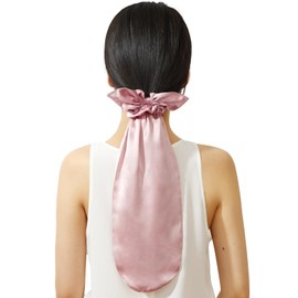LilySilk 100% Silk Bonnet for Sleeping & Daily Usage, 2-in-1 Silk Bow Hair Ties with Silk Scrunchies for Long and Curly Hair Elastic Adjustable for Women Ladies and Girls Rosy Pink