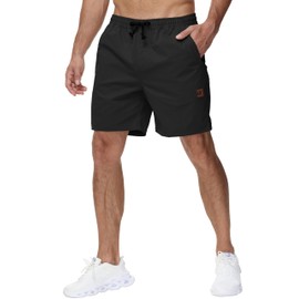 Men's Half Pants, Short Pants, Breathable, Summer, Large Size, Cargo Pants, Casual, Zip Included, Adjustable Drawstring, Soft, Loungewear, Black