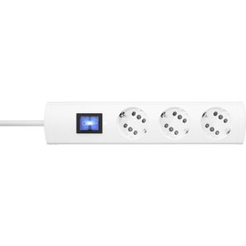 Kopp DUOversal® Plus 3/6-Way Power Strip 3 m with Double Slots + Switch + Large Distance + Touch Protection I Multiple Socket Screwable I White - 233902016, 3 m Cable