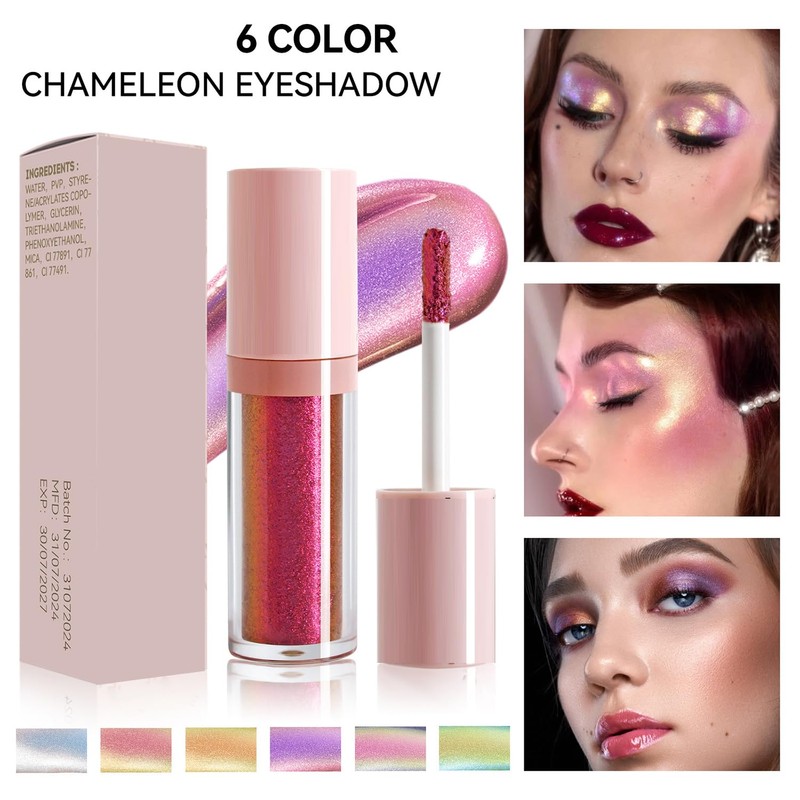 Glitter Eyeshadow Stick with Iridescent Shine, Metallic Liquid Eyeshadow, Chameleon